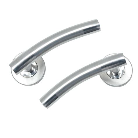 Stainless Steel Effect Internal Curved Latch Door Handle Set Departments Diy At Bandq