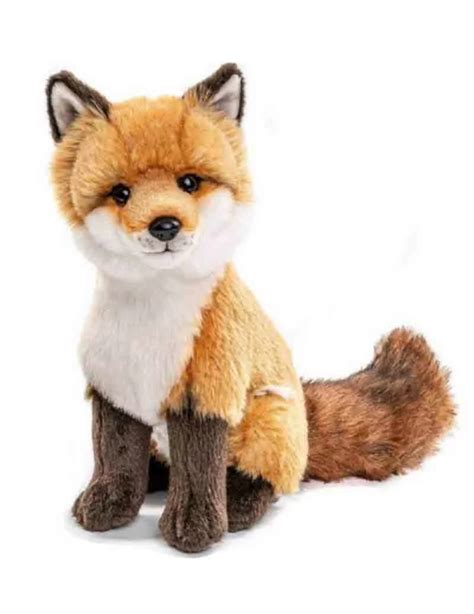 Peluche renard réaliste de 27 cm réalisée en plastique recyclé