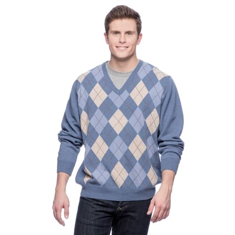 Shop Men S Made In Italy Argyle Cashmere V Neck Sweater Free Shipping