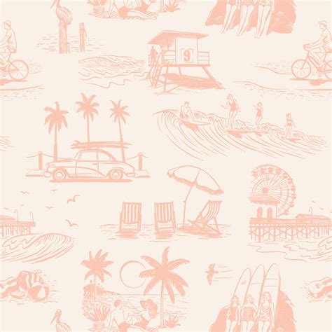 Retro Surf Beach Peel And Stick Removable Wallpaper Love Vs Design