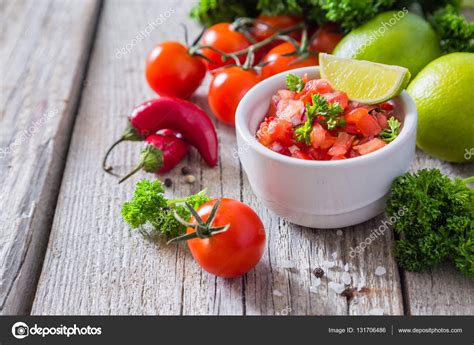 Salsa sauce and ingredients Stock Photo by ©anaumenko 131706486