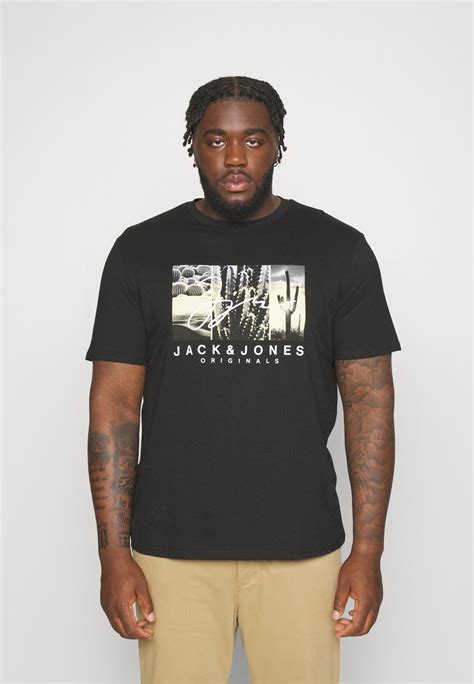 Jack And Jones Jorsplash Photo Tee Crew Neck T Shirts Med Print Black