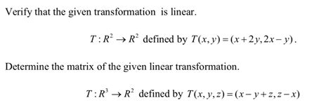 Solved Verify That The Given Transformation Is Linear T R2