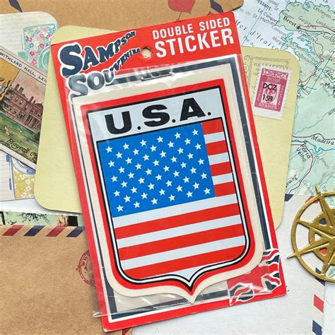 Vintage Window Sticker America USA Flag Decal Double Sided Stick on Patch - Etsy