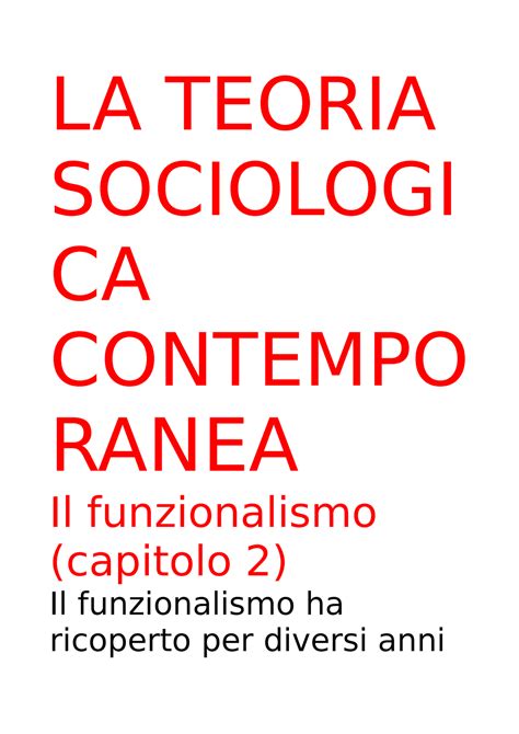 1 Soc Appunti LA TEORIA SOCIOLOGI CA CONTEMPO RANEA Il