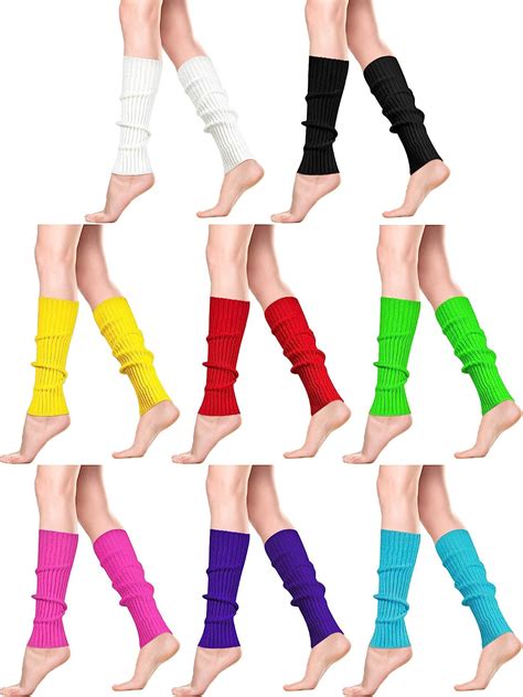 Satinior 8 Pairs Women Knit Leg Warmers 80s Eightys Ribbed Leg Warmers