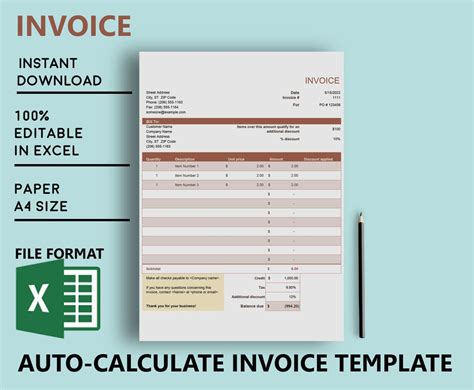 Invoice Template Invoice Template Excel Automatic Calculation Invoice