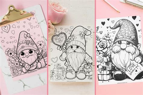 Free Valentine Gnome Colouring Printables! - Craft with Cartwright