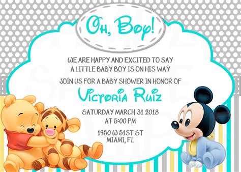 Bebe Mickey Mouse Invitaciones De Cumplea Os O Baby Shower Etsy