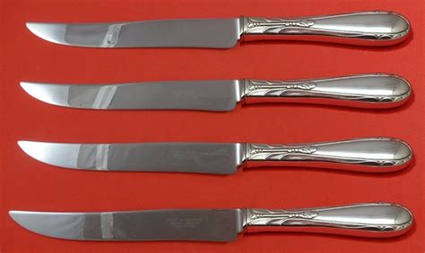 Heiress By Oneida Sterling Silver Steak Knife Set 4pc Large Texas Sized Custom Ebay