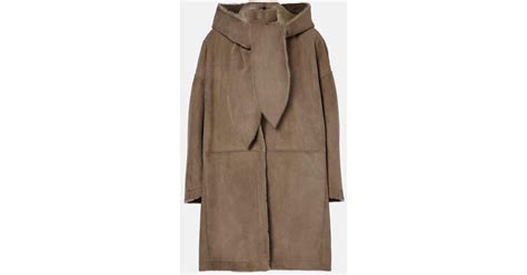 The Row Parnasse Shearling-Lined Suede Coat in Natural | Lyst