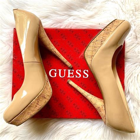 Guess Shoes Nwt Guess Nude Cork Patent Platform Pumps Poshmark