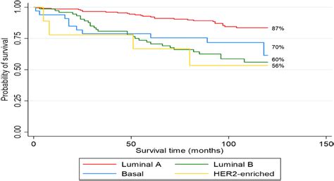 10 Year Overall Survival By Pam50 Subtype Download Scientific Diagram