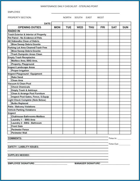 √ Free Printable Daily Checklist Template