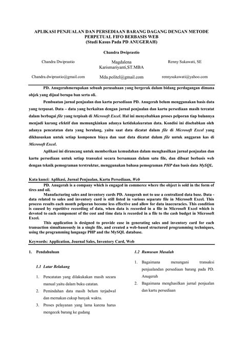 Jurnal Pa Aplikasi Penjualan Dan Persediaan Barang Dagang Dengan Metode
