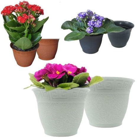 Kit Vasinhos Violeta E Kalanchoe Cachep Redondo Vaso De Planta