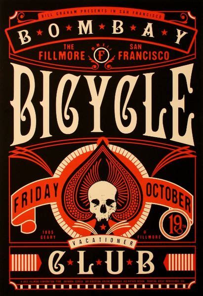 Bombay Bicycle Club - The Fillmore - October 19, 2012 (Poster) - Amoeba ...