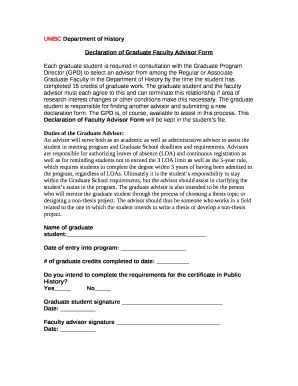 Declaration Of Graduate Faculty Advisor Doc Template Pdffiller