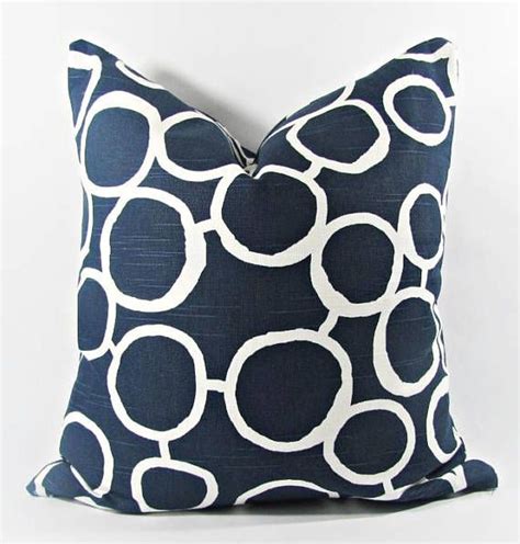 Navy Blue Geometric Decorative Pillow Cover Navy Blue And White 16 X 16 Etsy