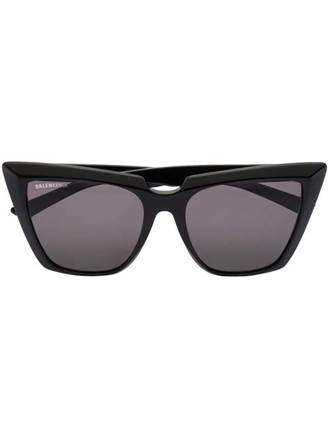 Balenciaga Eyewear Logo Engraved Cat Eye Sunglasses Black Farfetch