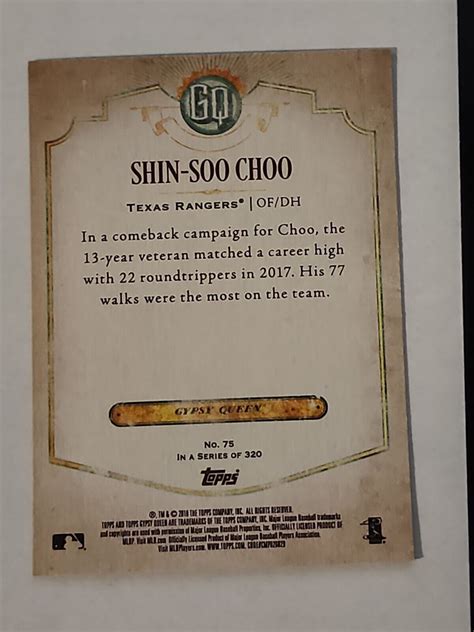 2018 Topps Gypsy Queen Green 75 Shin Soo Choo For Sale Online EBay