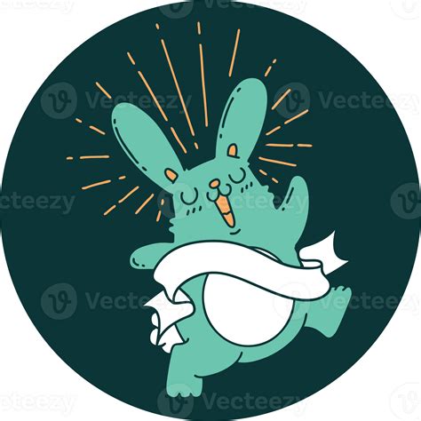 Icon Of A Tattoo Style Prancing Rabbit 41006797 Png