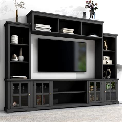 Minimalism Style Entertainment Wall Unit With Bridge Modern TV Stand