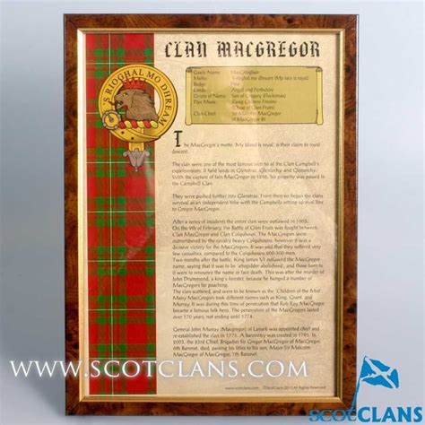 Macgregor Clan Crest History Print Scottish Clans Clan Macgregor