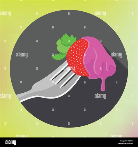 Strawberry Fork Syrup Yoghurt Glazed Stock Vector Image And Art Alamy