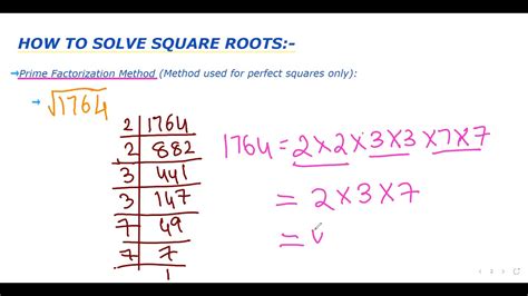 Square Roots Method To Solve Square Roots Youtube