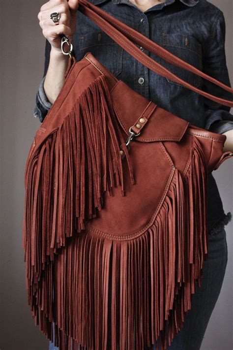 Bohemian Fringe Crossbody Bag Fringed Purse Leather Fringe Bag