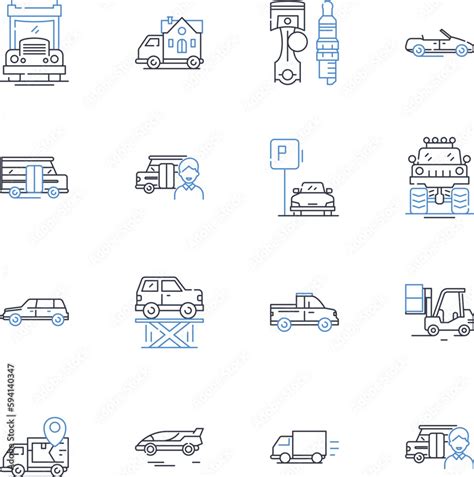 Transit Line Icons Collection Commuting Public Transit