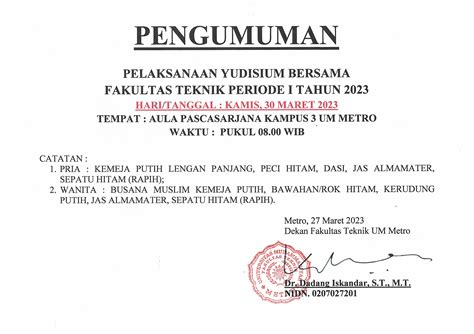 Pengumuman Pelaksanaan Yudisium Bersama Periode Tahun