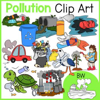 AIR, WATER, LAND POLLUTION CLIP ART by The Magical Gallery | TpT