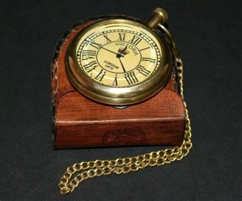 ANTIKE TASCHENUHR AUS Messing Victoria 1875 Vintage Mit Lederbox