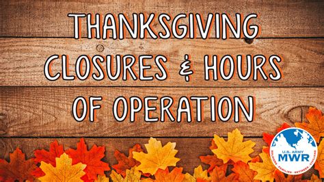 Thanksgiving Holiday Hours Ft Novosel Us Army Mwr