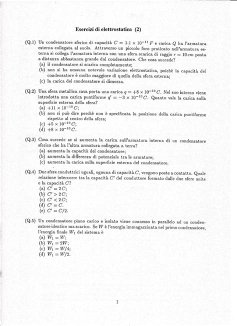 Esercizi Di Elettrostatica Nel Vuoto Fisica Studocu