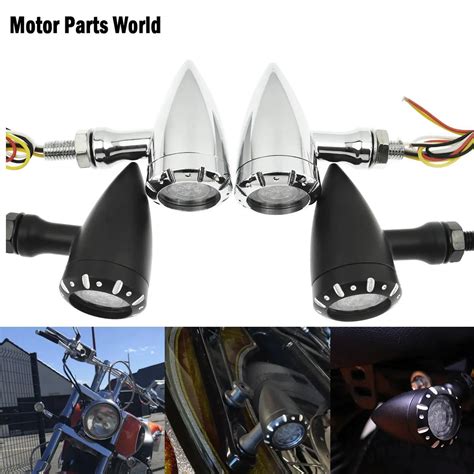 Black LED Turn Signal Indicators Lights For Harley Choppers Bobber Cafe