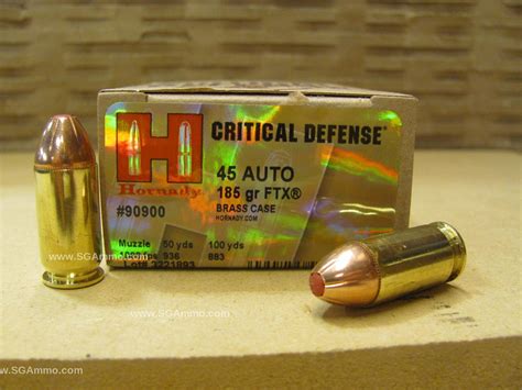 20 Round Box 45 Auto Hornady Critical Defense 185 Grain Hollow Point