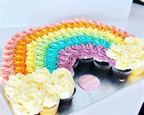 Pastel Rainbow Cupcake Cake Rainbow Cupcakes Pull Apart Cupcake Cake