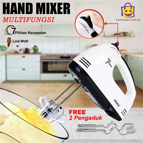 Jual E S Hand Mixer Elektrik 7 Speed Alat Pengaduk Otomatis 7 Level