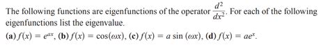 Solved The following functions are eigenfunctions of the | Chegg.com