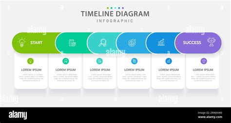 Infographic Template For Business 6 Steps Modern Timeline Diagram With Roadmap And Rounded