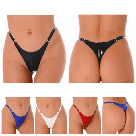 Damen Wetlook String Tanga Mini Slip Unterhose Hipster Panties Sexy