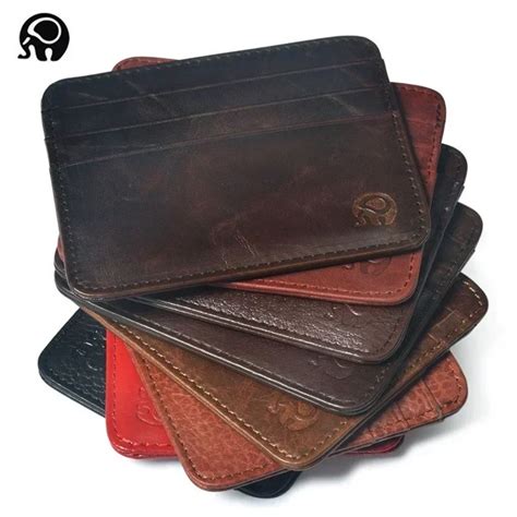 Borsa Per Carte D Identit In Pelle Di Vacchetta Vintage Con Slot Per