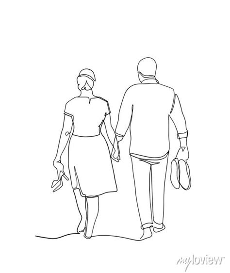 Old Couple Walking Hand In Hand