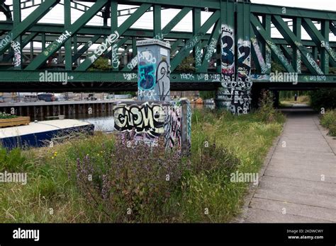 32 And Other Graffiti On Bow Locks Railway Bridge Near Three Mills