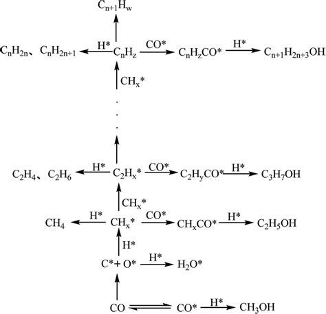 The Reaction Process Of CO Hydrogenation Catalyzed Synthesis Of Lower