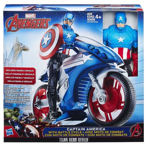 Marvel Avengers Titan Hero Series Captain America Battle Cycle 12 ...