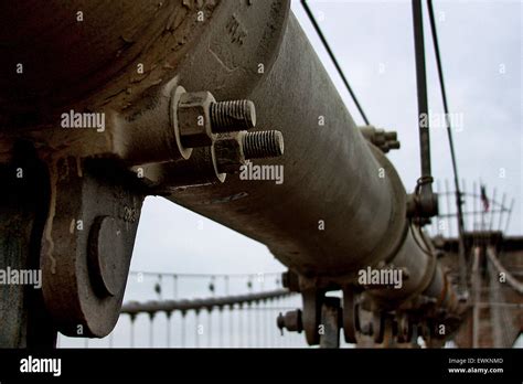 Close Up Of Nuts And Bolts On A Suspension Bridge Stock Photo Alamy